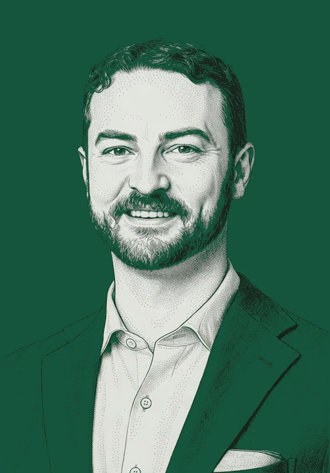 A stipple-engraved hedcut portrait of Jeff Newman.